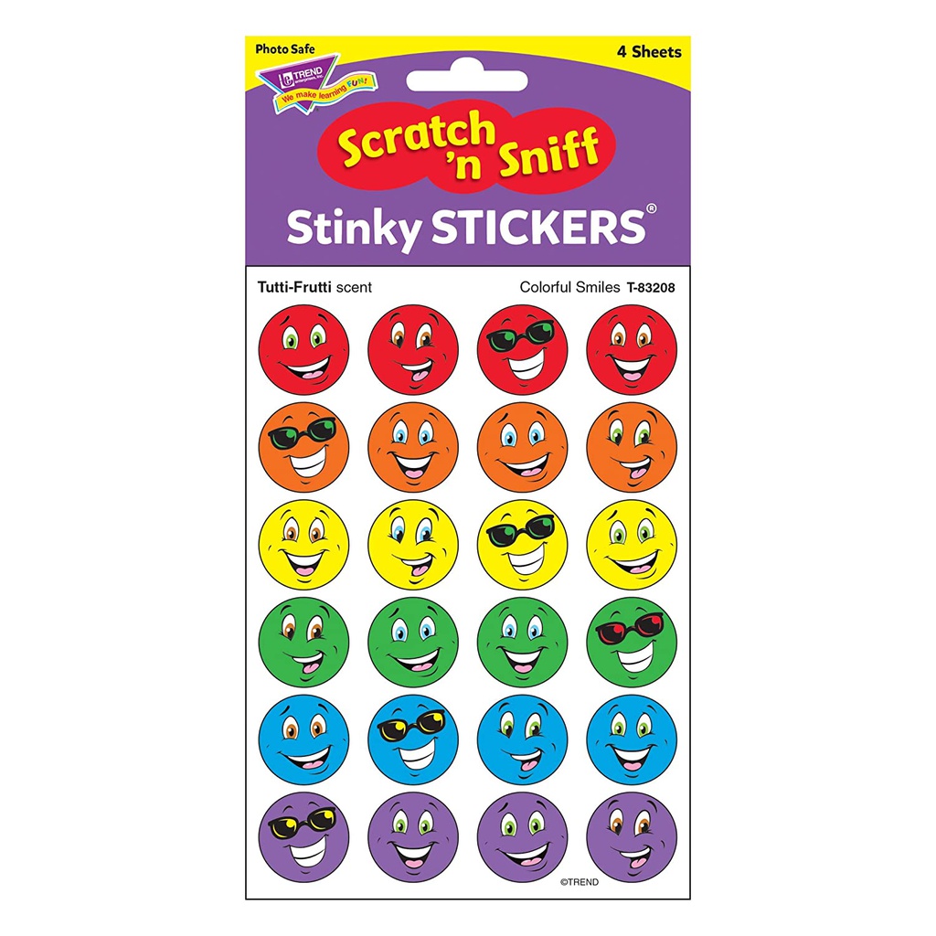 Colorful Smiles, Tutti-Frutti scent Scratch 'n Sniff Stinky Stickers ...