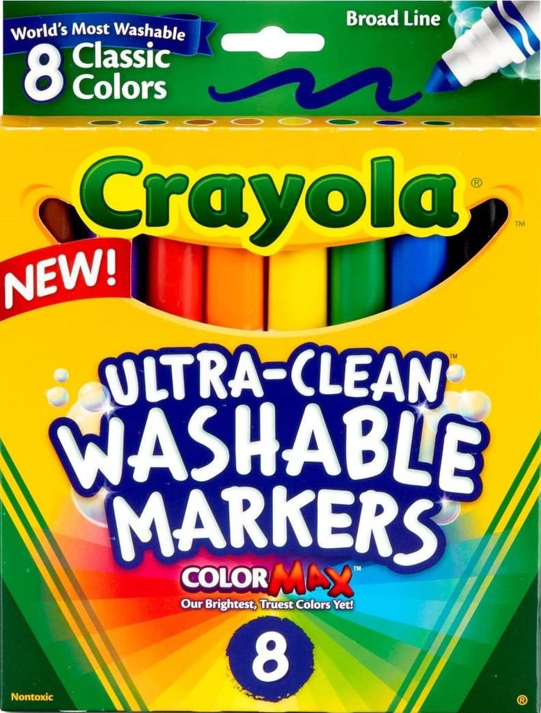CRAYOLA WASHABLE COLORING MARKERS (8 COLORS)