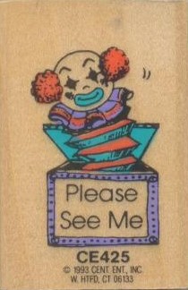 Please See Me Clown-In-Box Stamp (1.18''x2.5'')(3+yrs)(2.9cmx6.3cm)