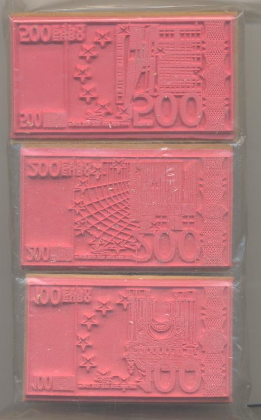 EURO BILLS STAMPS-100,200,500 (4.5cmx8cm)(1.7''x3'')