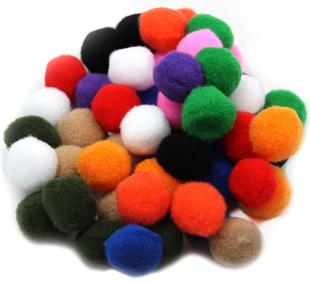 POM POMS ASST COLORS (50CT)(1''-2.4cm)