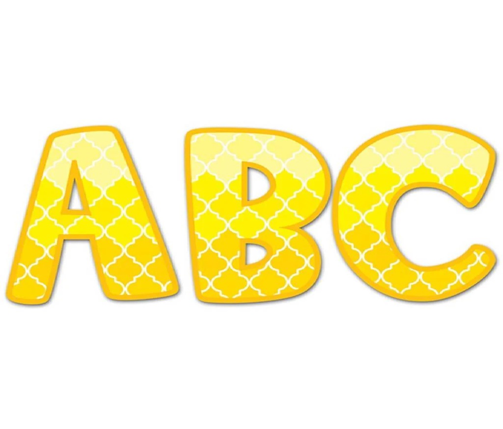Yellow Upper Case Letters Stickers (2''-5cm)(74 stickers)