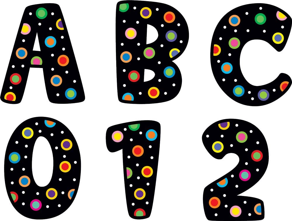 Poppin' Patterns Dots on Black Uppercase Letter Number Stickers (0.9''-2.5cm)(133 stickers)