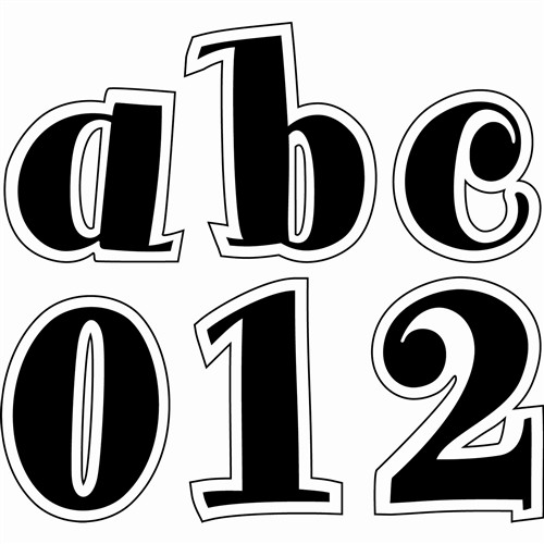 Black Spumoni Lowercase Letter Number Stickers (0.7''-2cm)(155 Stickers)