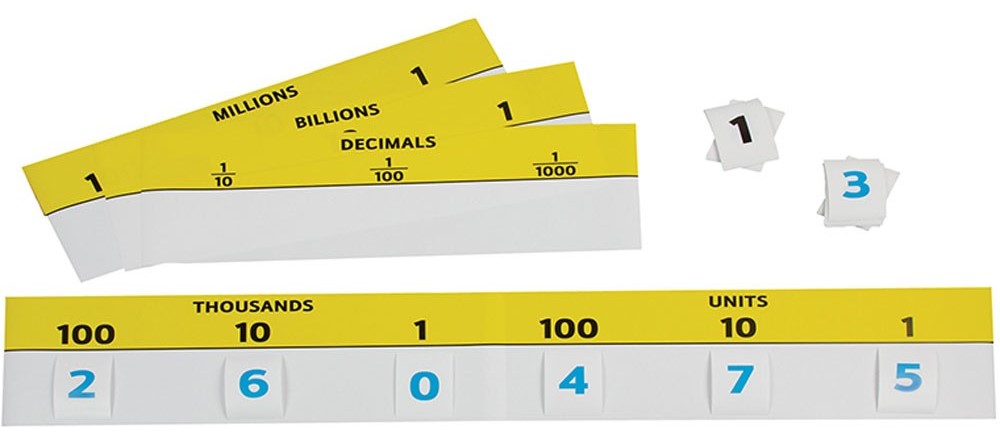 Active Place Value Set (Gr:1-5)(12''x36'')(30.4cmx91.4cm) (5 Charts &amp; 92 numbers Cards)