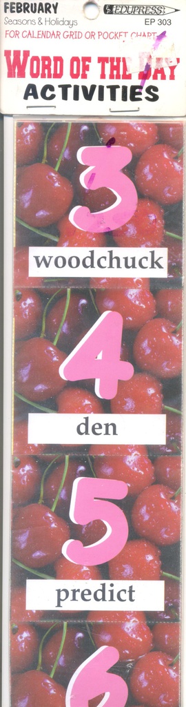 February for calendar grid or pocket chart(7cmx7cm)(2.75&quot;x2.75&quot;)