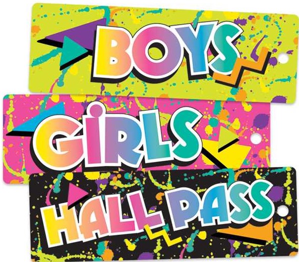 ROCK THE CLASSROOM HALL PASSES (3pcs)(6.2''x2.3'')(16cmx6cm)