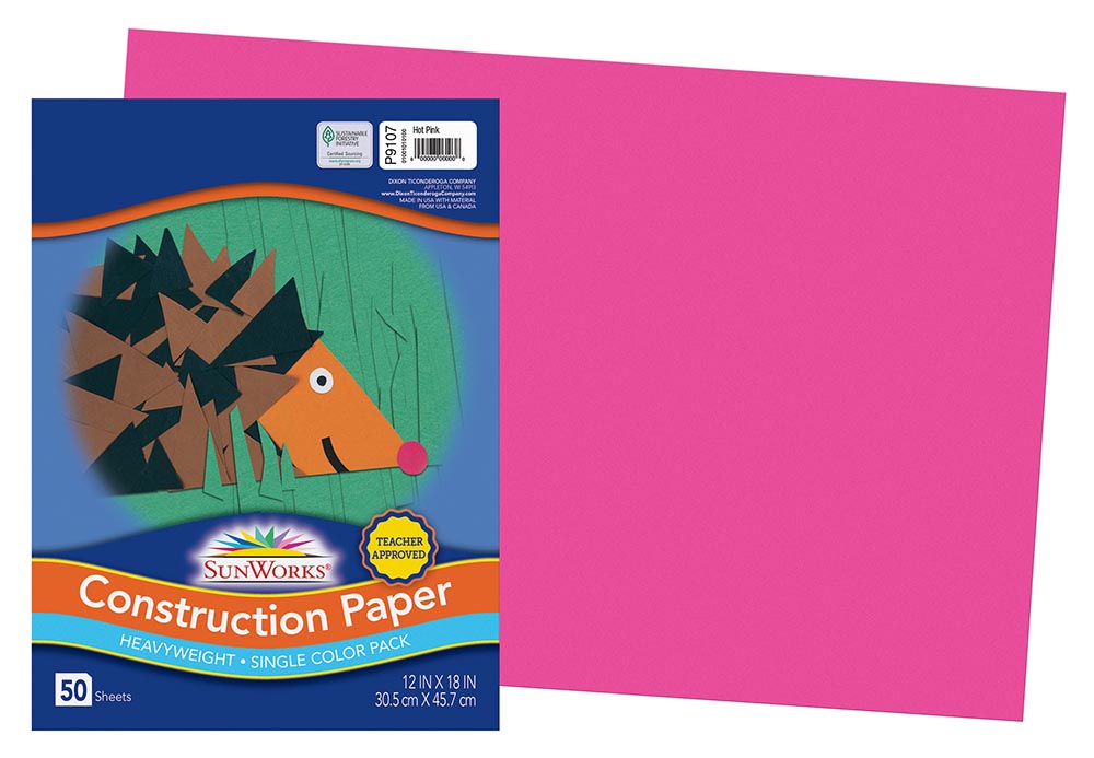 SUNWORKS GW 12"x18" (30.4cmx45.7cm) HOT PINK 50CT