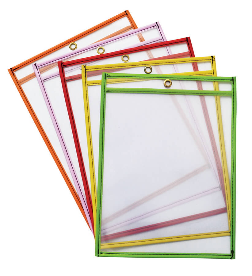 DRY ERASE POCKETS BRIGHT ASST 9&quot;x12&quot; (22.8cmx30.4cm) SINGLE (Orange)