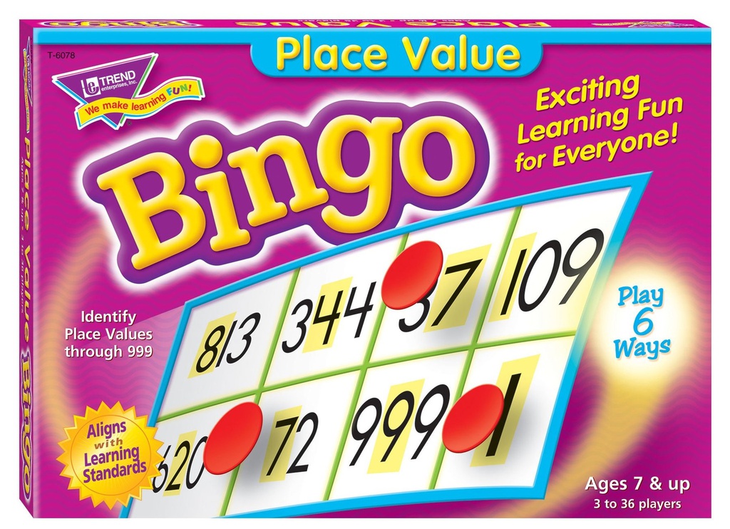 Place Value Bingo  Age 7 &amp; up (3 to 36 players)