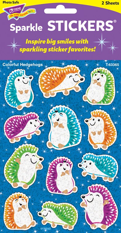 Colorful Hedgehogs Sparkle Stickers (2sheets)(24stickers) (1.4''-3.5cm)