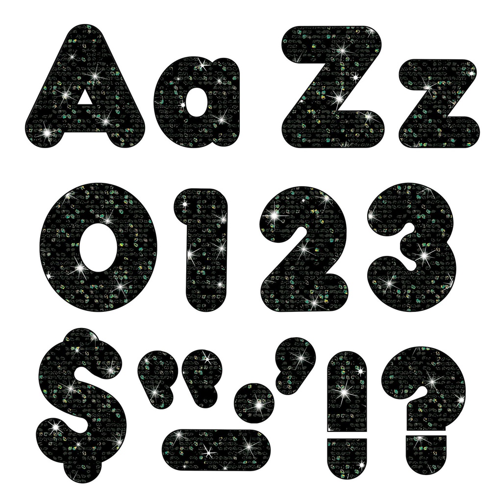 Black Sparkle Casual Combo Letters (182pcs)(4''=10cm)