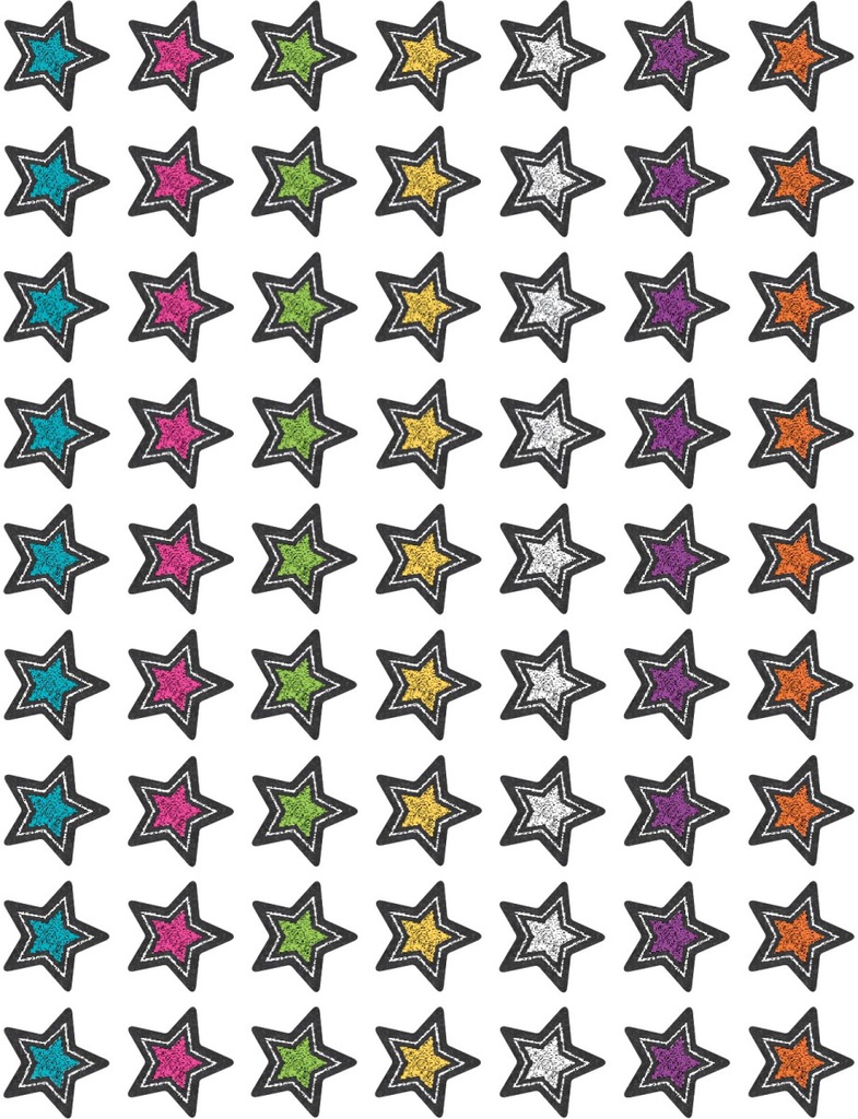 Chalkboard Brights Stars Mini Stickers (378stickers) (0.5''-1.2cm)
