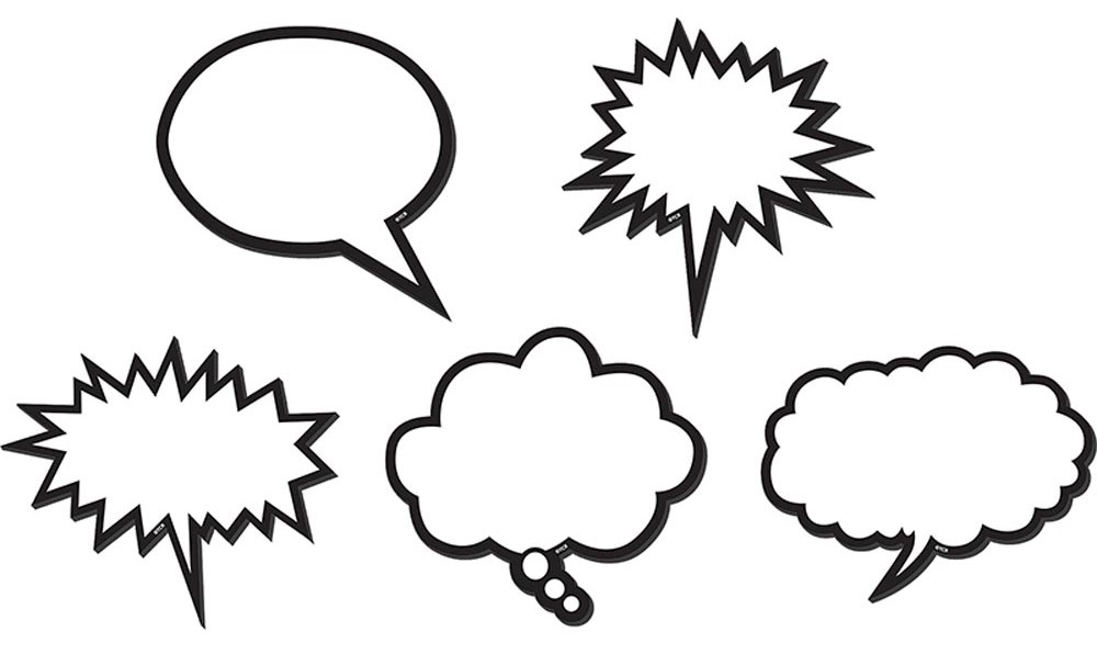 Black &amp; White Speech Bubbles Magnetic Accents (4.4''- 11.4cm)   (10 pcs)