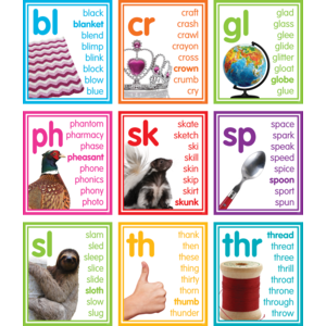 *Colorful Photo Cards Digraphs and Blends Bulletin Board Photo cards teach the Spelling Sound (30pcs)