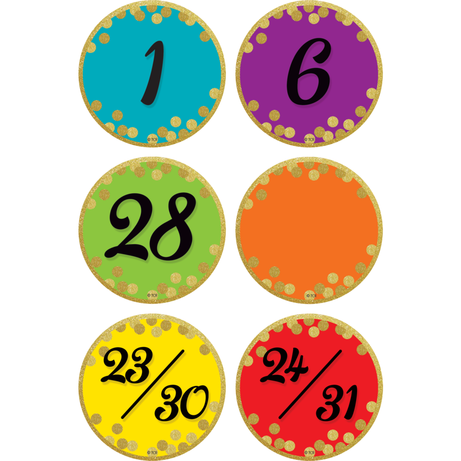 Confetti Colorful Calendar Days (36/pack)(2.5''-6.3cm)