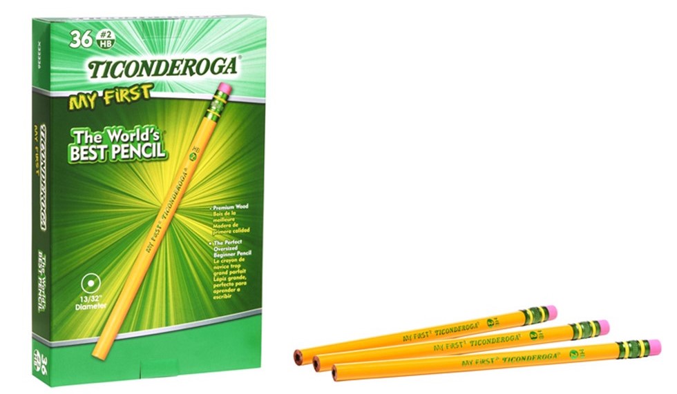 DIXON My 1st Ticonderoga - Yellow - 13/32" Primary Pencil - w/Eraser 36 Ct Box
