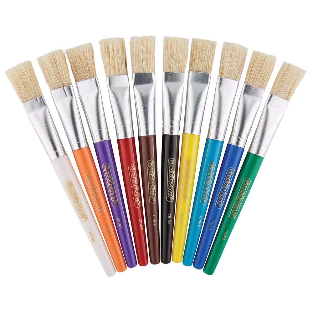 CREATIVITY STREET COLOSSAL BRUSHES 7.25" (18.4cm) LONG FLAT, ASSORTED COLORS (SINGLE) (Red, Orange, Yellow, Green, Light Blue, Dark Blue, Purple, Black, White or Brown)