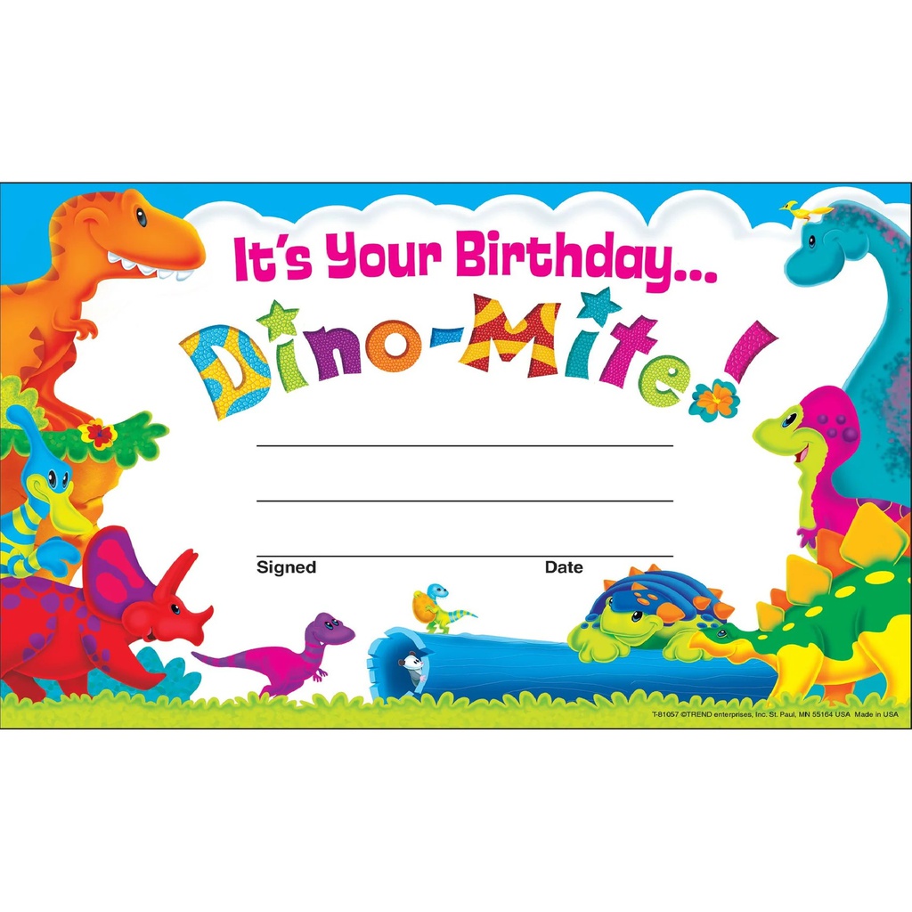 Birthday Dino-Mite Pals Recognition Awards (30pcs)(5.5&quot;x8.5&quot;)(14cmx21.5cm)