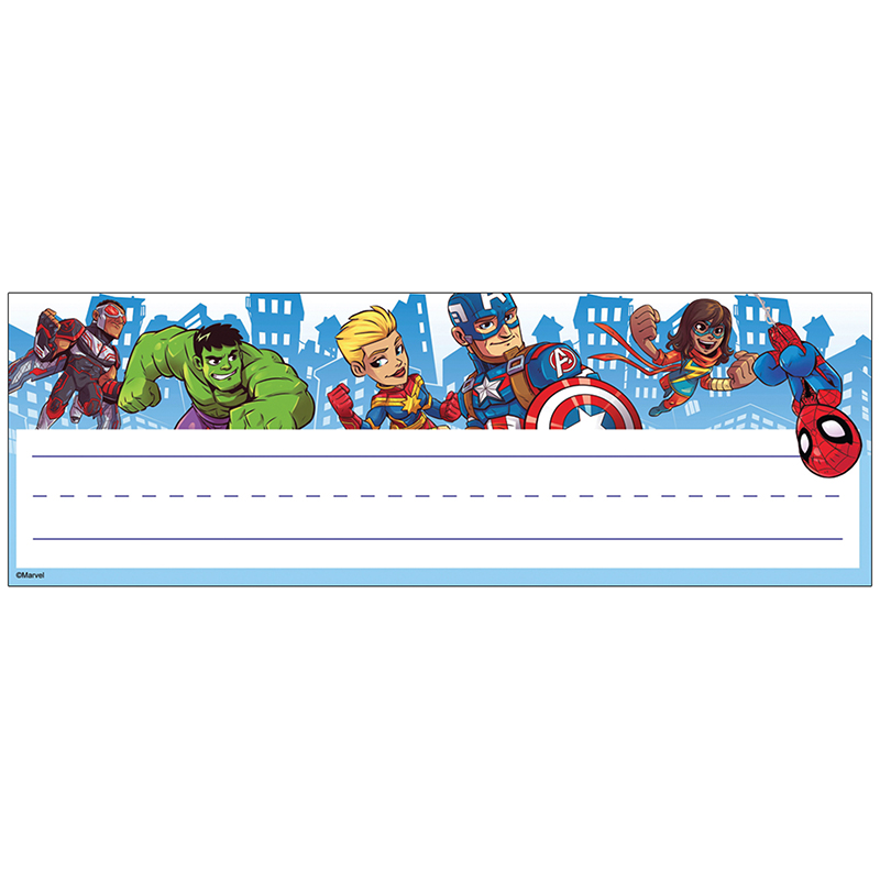 MARVEL SUPER HEROES SELF ADHESIVE NAME PLATES (36/pkg)(9.6''x3.25'')(24.3cmx8.2cm)
