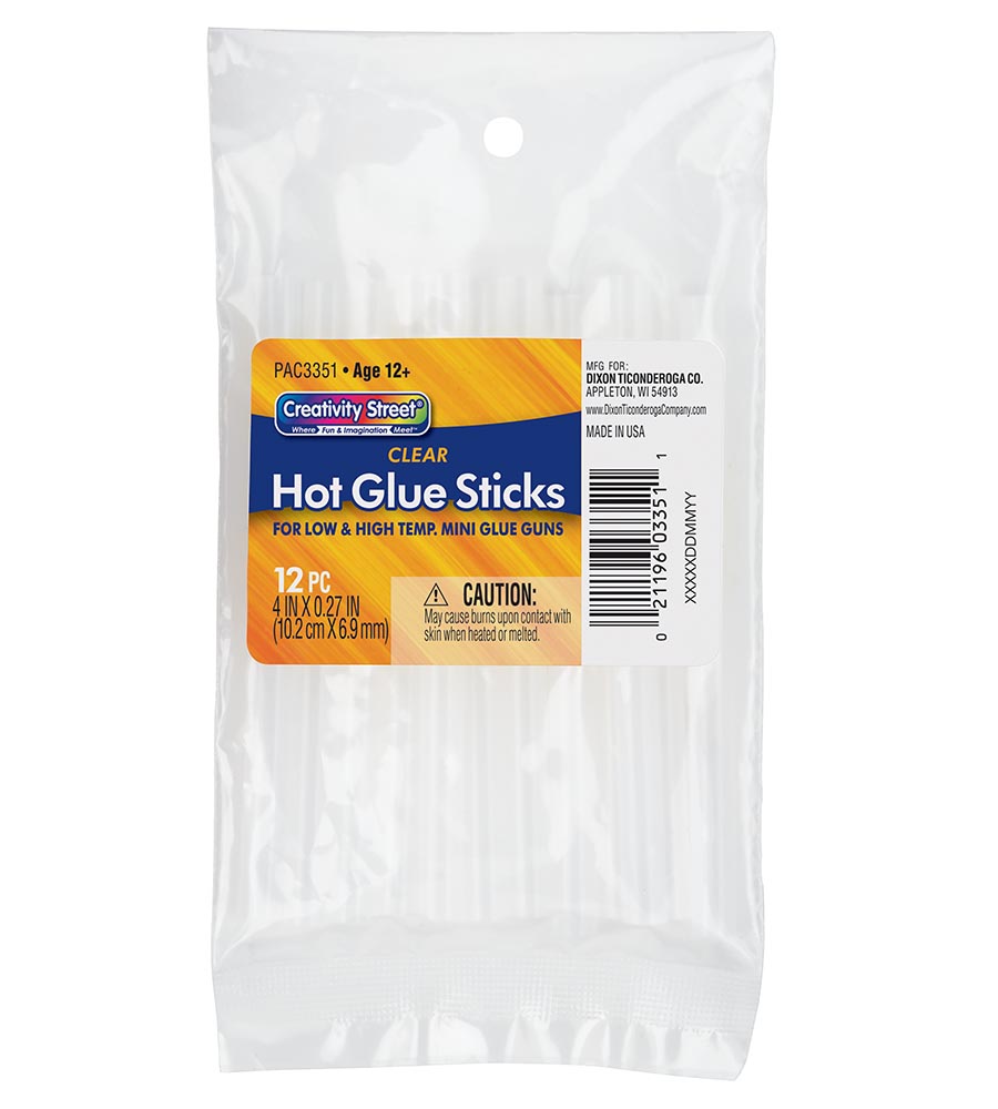 HOT GLUE MINI STICKS CLEAR 12 pcs 4" (10cm)