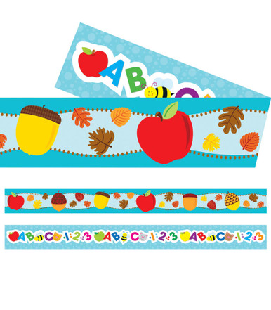 Back To School /Fall Straight Borders  Two Sided (3'x3&quot;) (91.4cmx7.6cm) total length of 36ft(10.9m) (12 strips)