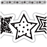 Black &amp; White Stars Die-Cut Border (12pcs) (2.75x35'')(6.9cmx88.9cm), total (35'=10.6m)