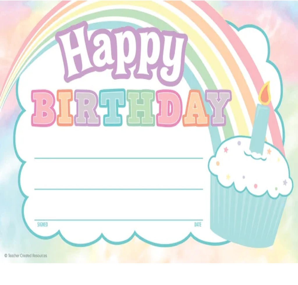 Pastel Pop Happy Birthday Awards (8.4''x5.4'')(21.5cmx13.9cm)(25pcs)