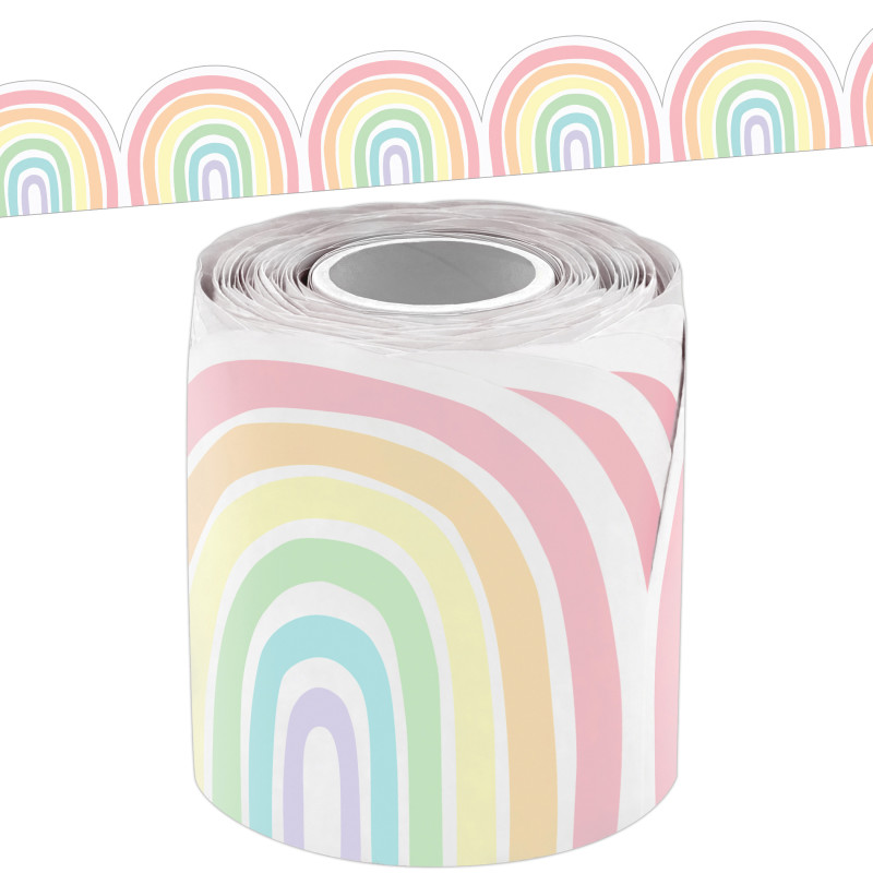 Pastel Pop Rainbows Die-Cut Rolled Border Trim (3''x50')(7.6cmx15.2m)