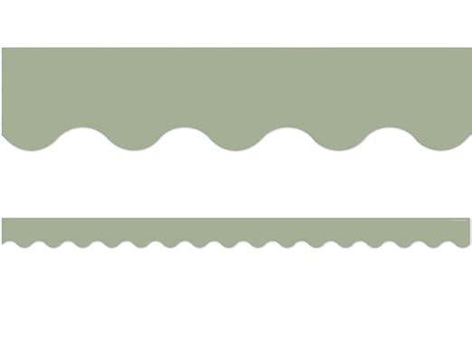 Sage Green Scalloped Border Trim (12pcs)(35''x2.1'')(89cmx5.3cm)