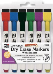 [CHL47860] Magnetic Dry Erase Markers with Eraser, low odor, fine tip (6colors)