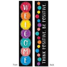 [CTP8670] POM-POMS (WELCOME!/THINK POSITIVE. BE POSITIVE) BANNER (39''x8'')(99cmx20.3cm) (1pc Double Sided)