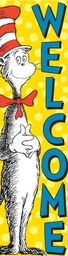 [EU849664] DR SEUSS Cat in the Hat WELCOME!  Banner (12''x45'')(30.4cmx114.3cm) (1pc)