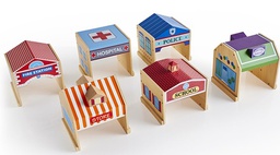 [GD6716] Community Buildings: Set of 6 Wooden Toys