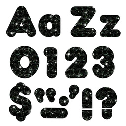 [T79944] Black Sparkle 4&quot; Casual Combo Letters