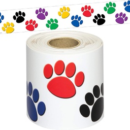 [TCRX8948] Colorful Paw Prints Straight Rolled Border Trim (3''x50')(7.6cmx15.2m) (1pcs)