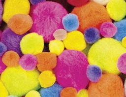 [PAC811202] Poms Asst Size Hot Colors (100pcs)