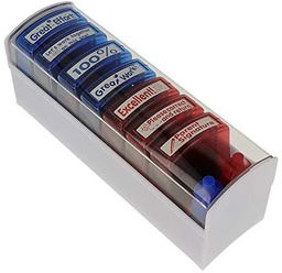 [AMZ1088] Teacher Stamp Set -7 Stamps -Red &amp; Blue Refill Ink - Storage Tray Included