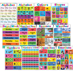 [TCR7456] COLORFUL EARLY LEARNING Small Posters (12 posters) (11&quot; x 15.75&quot; (28cm x 40cm)