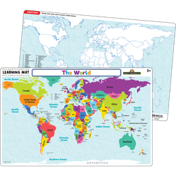 [TCR21020] THE WORLD MAP LEARNING MATS 17"x 11.5" (43cm x 29cm)
