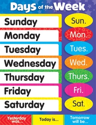 [T38203] Days of the Week Stars Chart 17" x 22" (43cm x 56cm)
