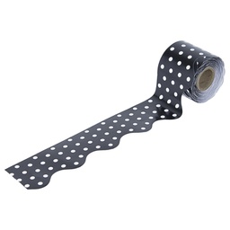 [CD108220] BLACK &amp; WHITE DOTS SCALLOPED ROLLED BORDER (36'x2.25'')(10.97mx5.7cm) (1roll)