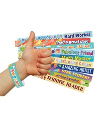 [TCR21037] Positive Reinforcement Brag Bracelets (100pcs) (10 designs 10 each) (9.8''x0.75'')(24.8cmx2cm)